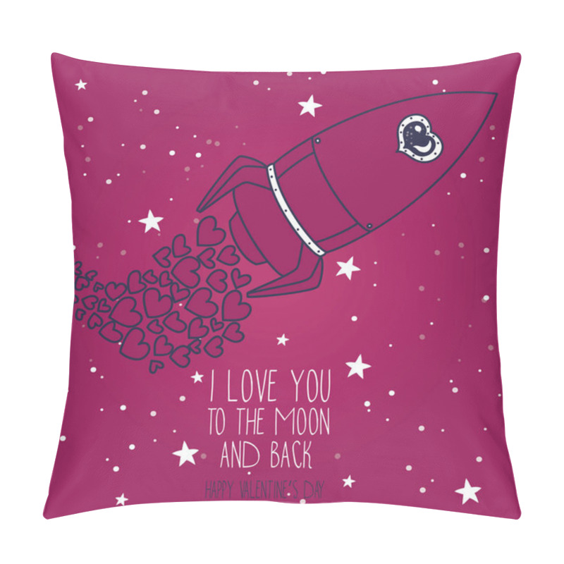 Personality  Doodle Rocket With Hearts On Starry Sky Pillow Covers