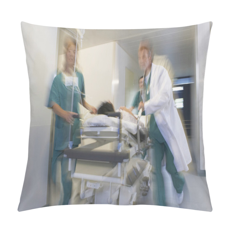 Personality  Doctors Running Patient On Gurney Pillow Covers