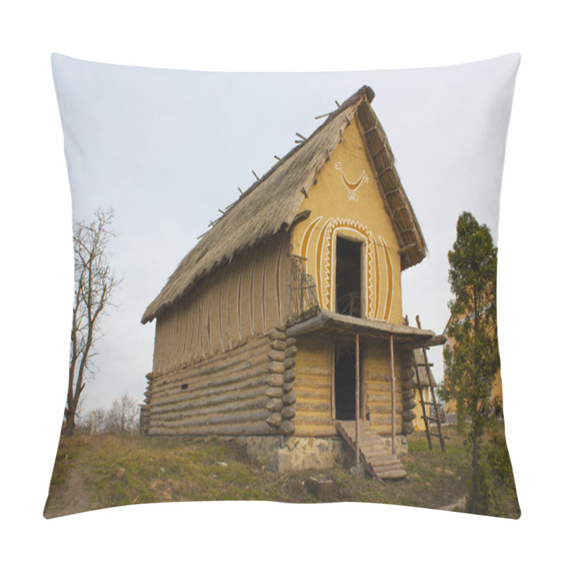 Personality  Ukraine - October 20, 2015. Reconstruction Of The Trypillian House In The Museum Of Trypillian Culture In Legezino, Ukraine Pillow Covers