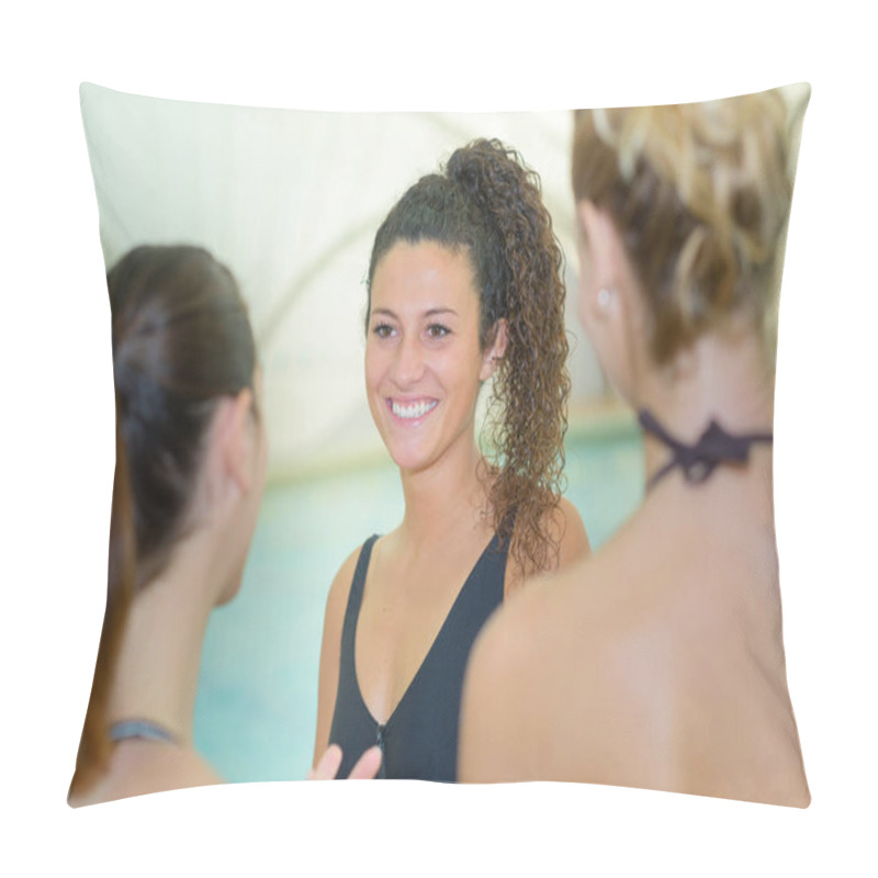 Personality  Women Socializing Next To The Pool Pillow Covers