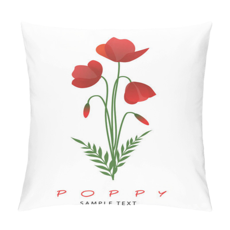 Personality  Stems, Leaves And Poppy Flowers Isolated On White Background. Pillow Covers