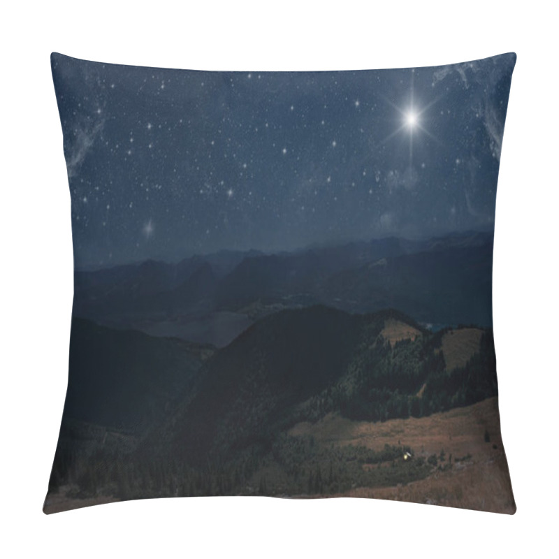 Personality  The Star Shines Over The Manger Of Christmas Of Jesus Christ. Pillow Covers