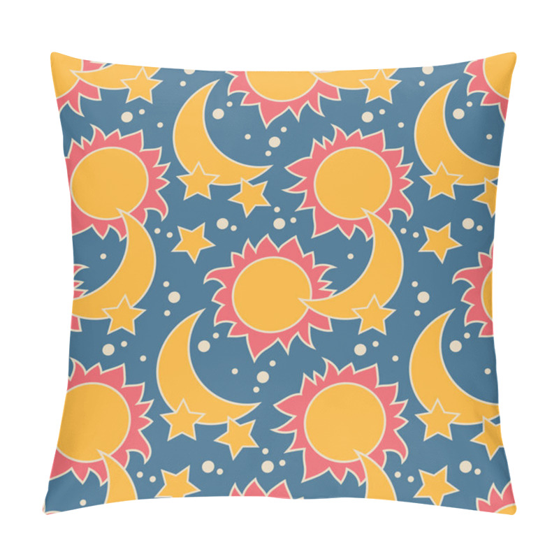 Personality  Vector Seamless Pattern With Moon, Sun And Stars Pillow Covers