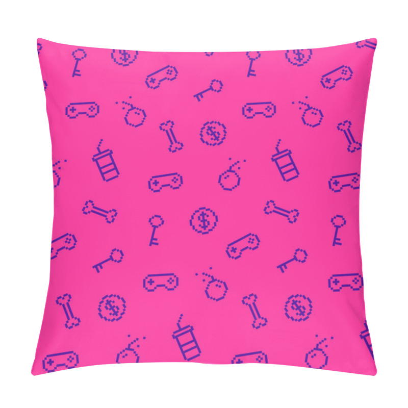 Personality  Seamless Oldschool Gaming Inspired Pattern, Game Icons, Achievem Pillow Covers