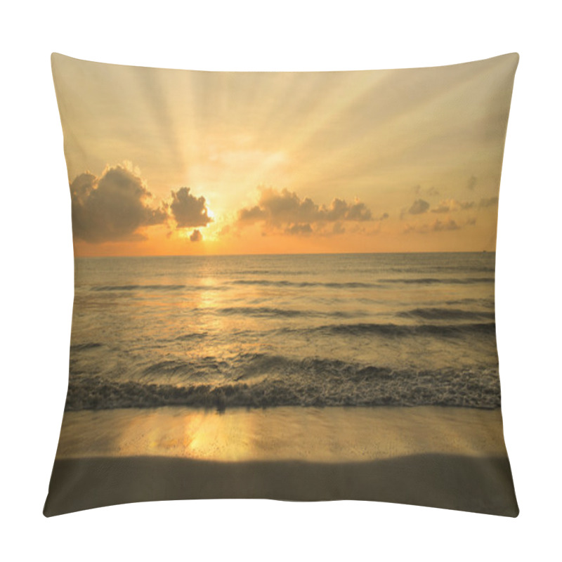 Personality  Beach With Rays During Sunset Pillow Covers