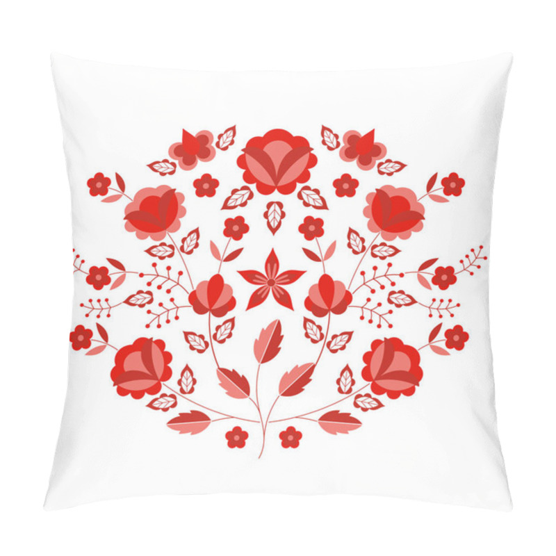 Personality  Polish Folk Pattern Vector. Floral Ethnic Ornament. Slavic Eastern European Print. Red Flower Design For Rustic Wedding Card, Handmade Interior Textile, Boho Pillow Case, Fashion Embroidery Scarf. Pillow Covers