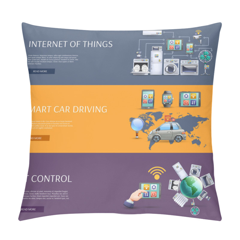 Personality  Internet Of Things Flat Banners Set Pillow Covers