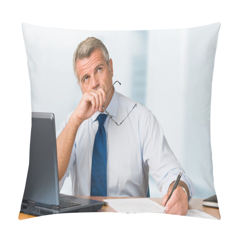 Personality  Absorbed Pensive Mature Businessman Pillow Covers