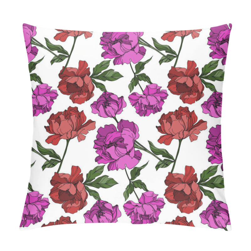 Personality  Vector Peony Floral Botanical Flowers. Black And White Engraved  Pillow Covers