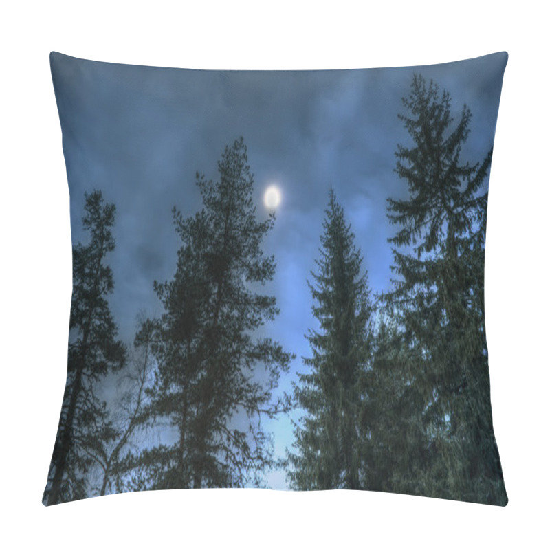 Personality  Pines At Night In The Woods. Moon Night Pillow Covers