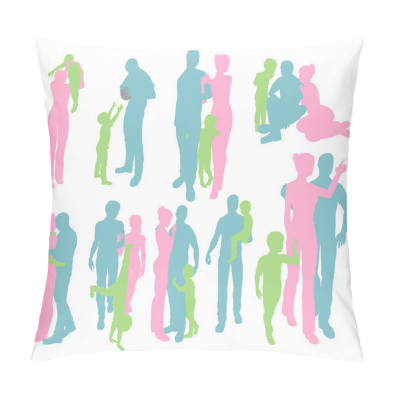 Personality  Silhouettes Of A Happy Family Pillow Covers