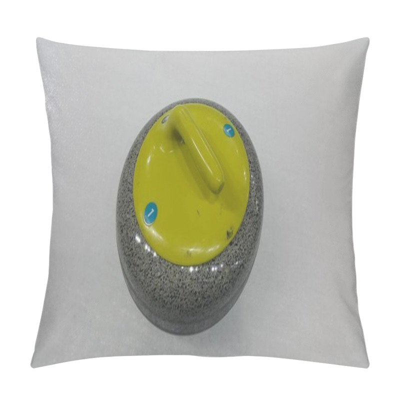 Personality  Top Angular View Of A Curling Stone On White Slippery Ice Pillow Covers