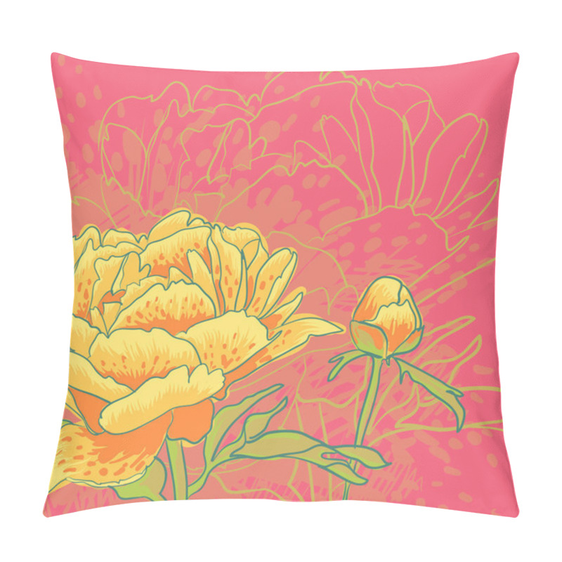 Personality  Vector Decorative Image Peony Flowers Pillow Covers