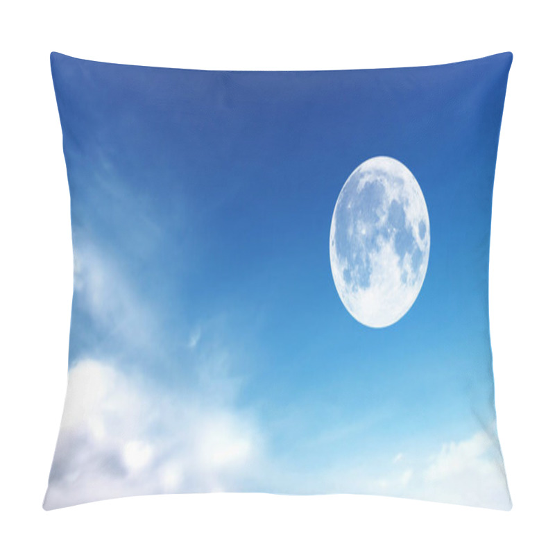 Personality  Blue Sky With Clouds And Moon Pillow Covers