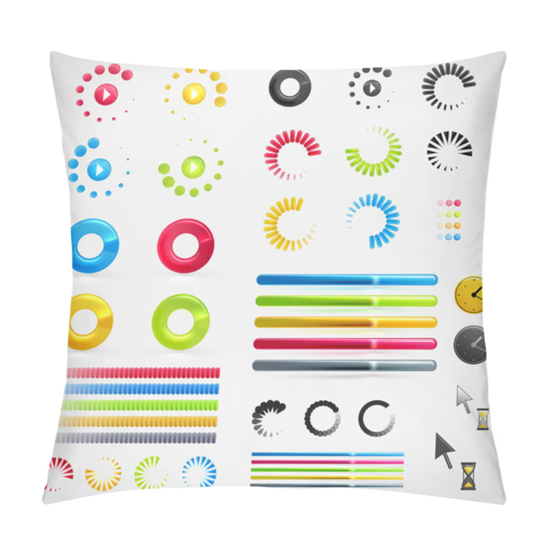 Personality  Loading, Streaming, Buffering, Play, Go Set Of Vector Icons Pillow Covers