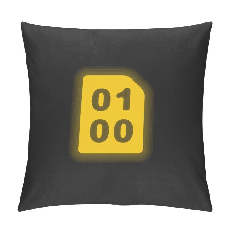 Personality  Binary Code With Zeros And One Yellow Glowing Neon Icon Pillow Covers