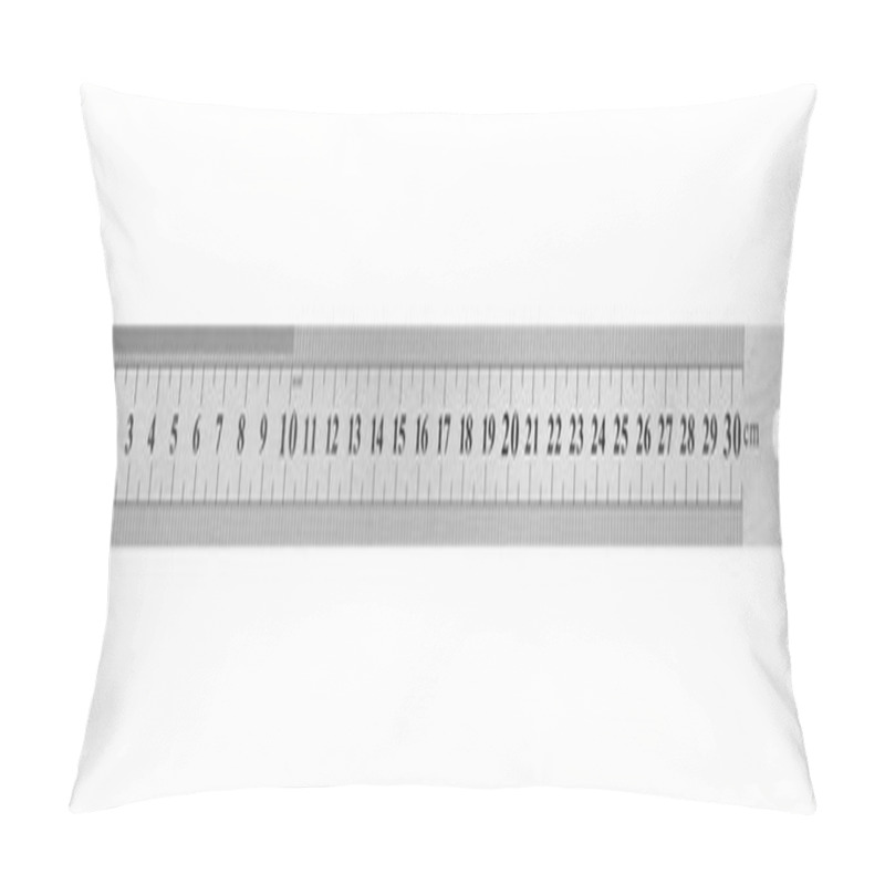 Personality  School Metal Ruler Isolated On White Background.Metric Steel Ruler, Isolated On White.  30cm. Pillow Covers