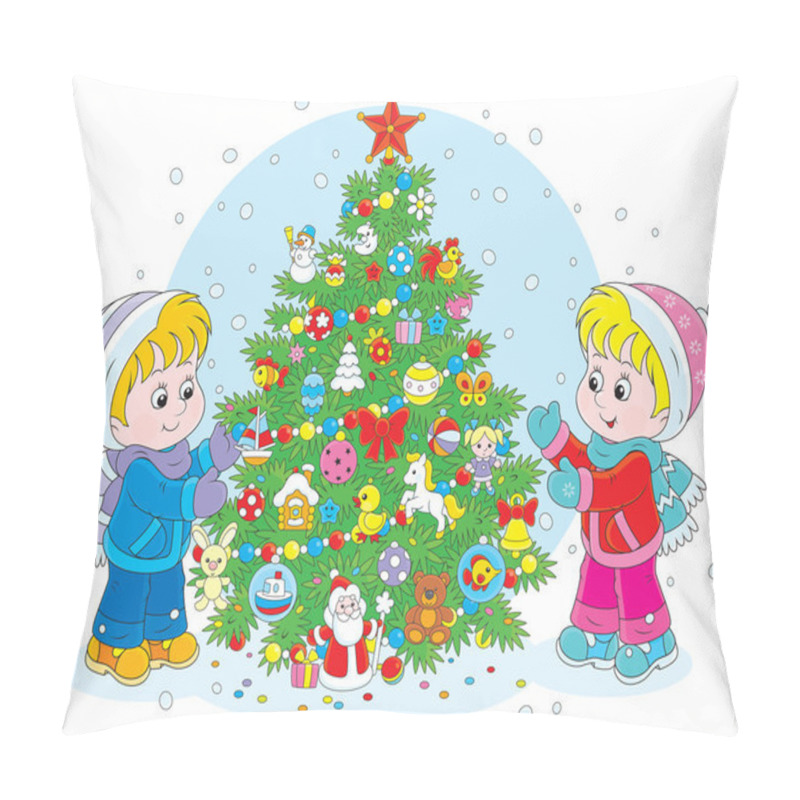 Personality  Children And Christmas Tree Pillow Covers