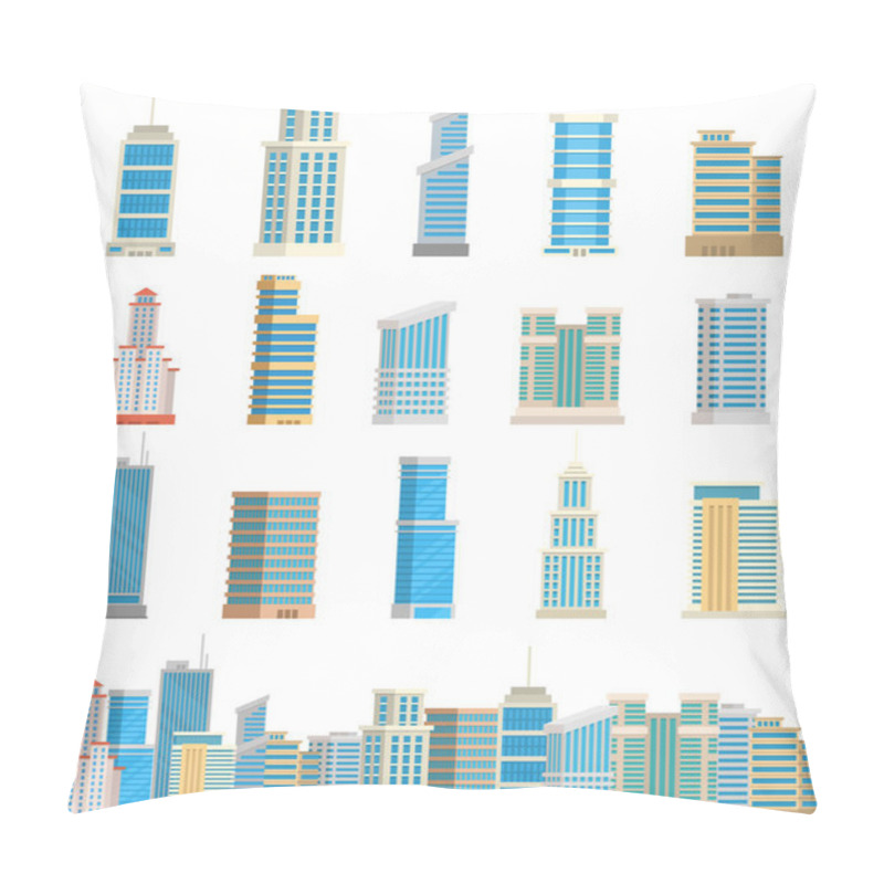 Personality  Skyscrapers Buildings Isolated Tower Office City Architecture House Business Apartment Vector Illustration Pillow Covers