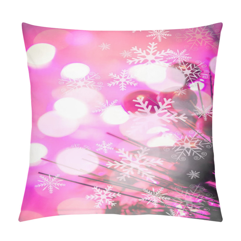 Personality  Abstract Background With Bokeh Lights And White Snowflakes. Pillow Covers