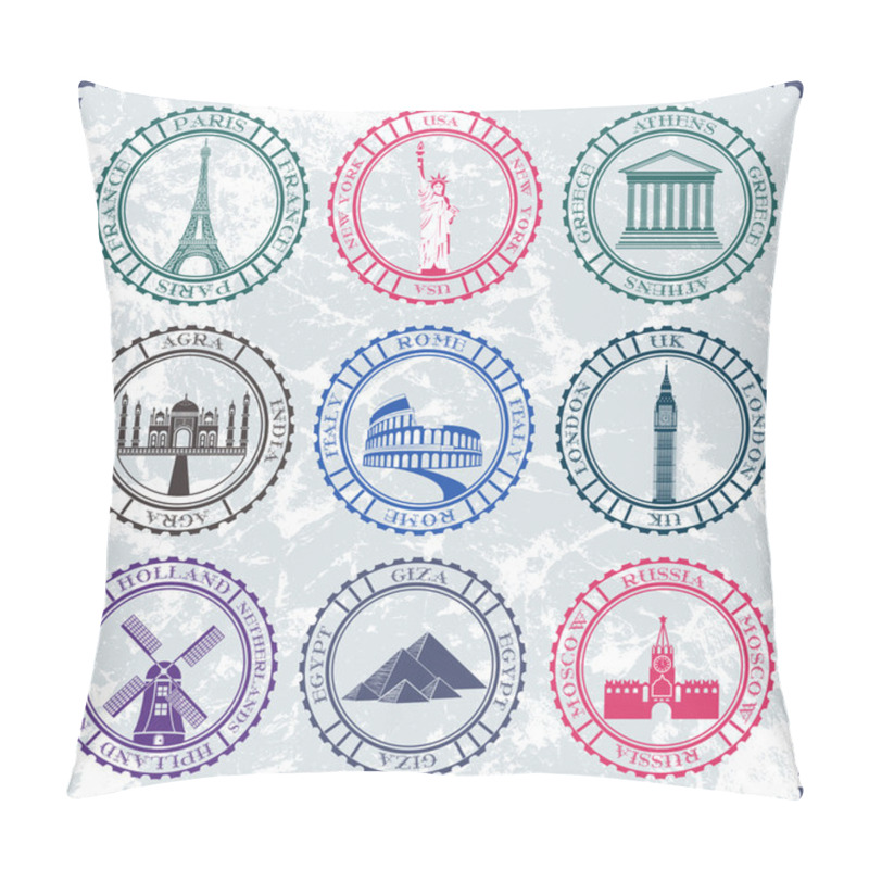 Personality  Set Of Vector Icons And Stickers. Travel And Sightseeing. Pillow Covers