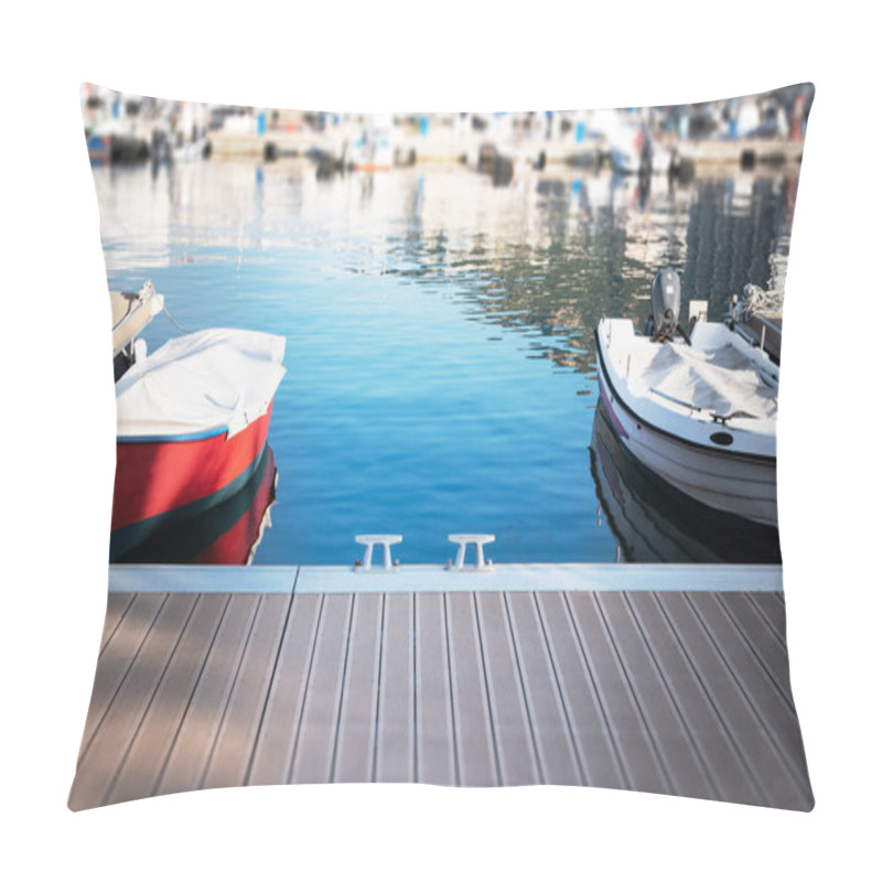 Personality  Pier With Docked Boats Pillow Covers