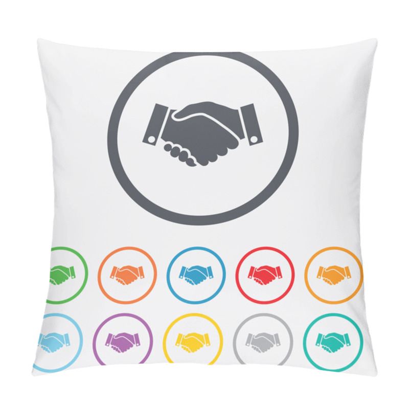 Personality  Handshake Sign Icon. Successful Business Symbol. Pillow Covers