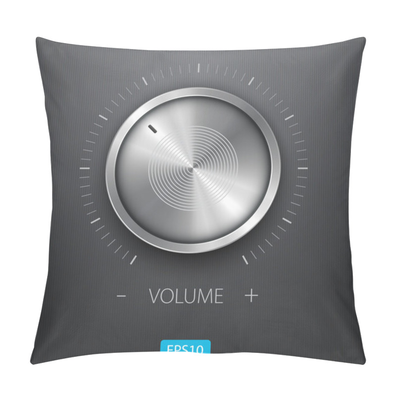 Personality  Volume Button (music Knob) With Metal Texture (steel, Chrome), Scale And Dark Background Pillow Covers