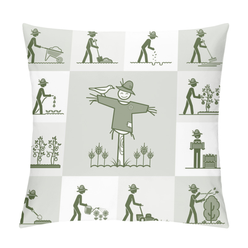 Personality  Gardening Web Icons Set Pillow Covers