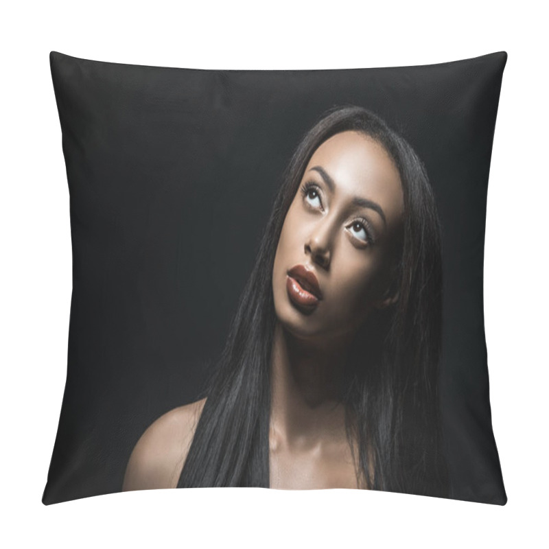 Personality  Pensive African American Woman Pillow Covers