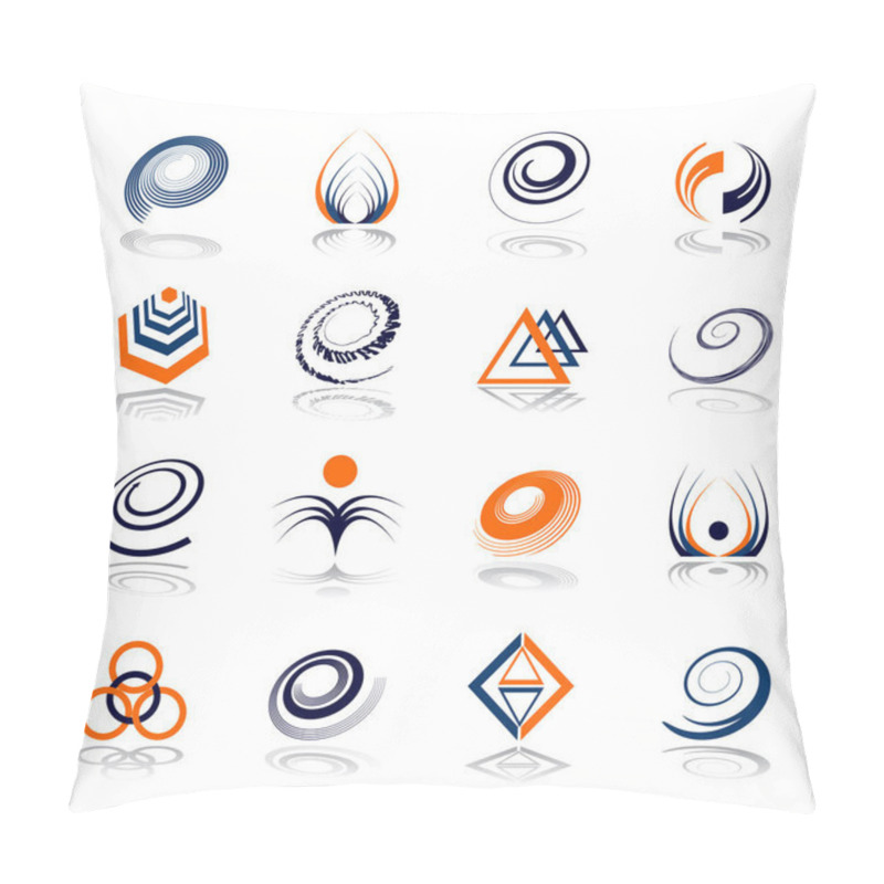 Personality  Design Elements Set. Abstract Blue And Orange Icons. Vector Art. Pillow Covers