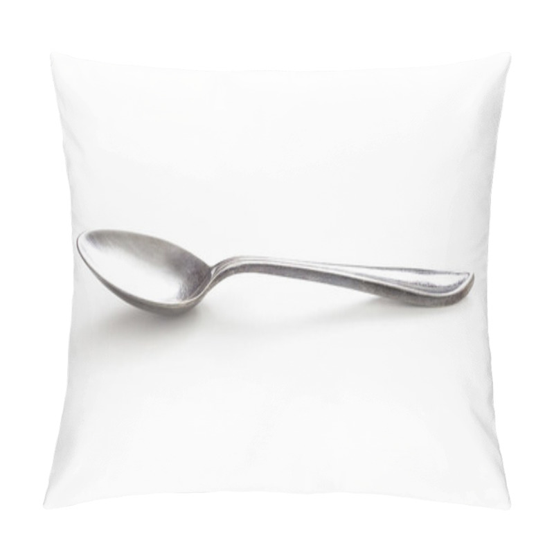 Personality  Old Silver Spoon Isolated On White Background With Clipping Path Included, Side View Pillow Covers