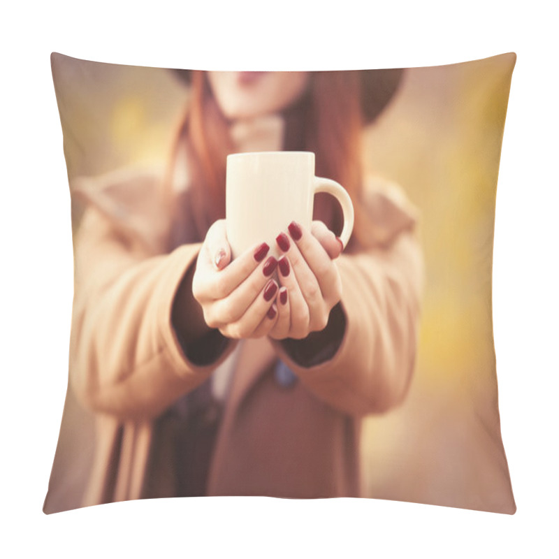 Personality  Woman In Autumn Park Pillow Covers