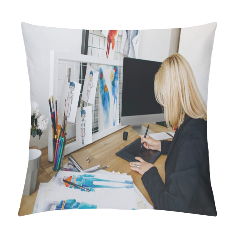 Personality  Designer Using Graphic Tablet Pillow Covers