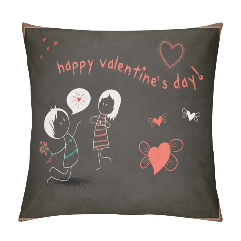 Personality  Valentine Day Greeting On A Chalkboard Pillow Covers