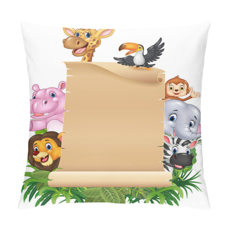 Personality  Cartoon Funny Wild Animal Africa With Blank Sign Pillow Covers