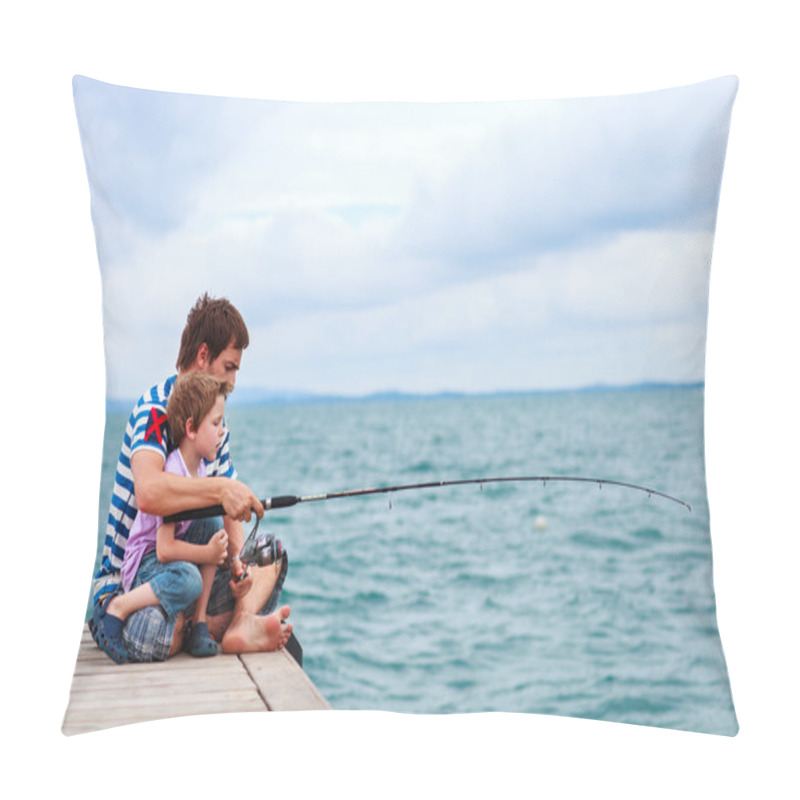 Personality  Father And Son Fishing Together Pillow Covers