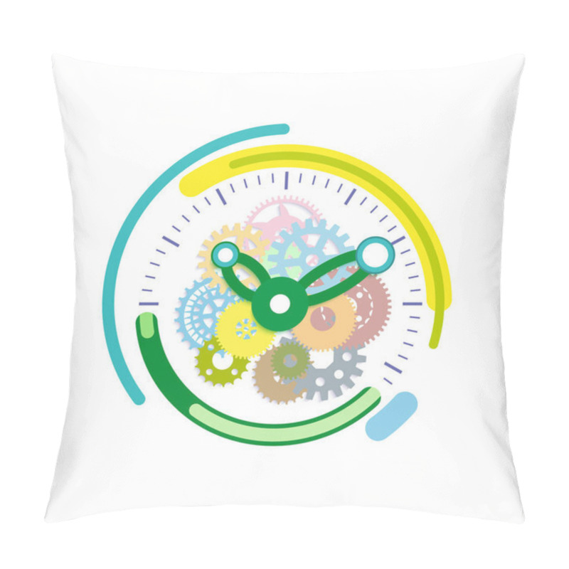 Personality  Clock, Gears On White Background, Isolated Object Pillow Covers