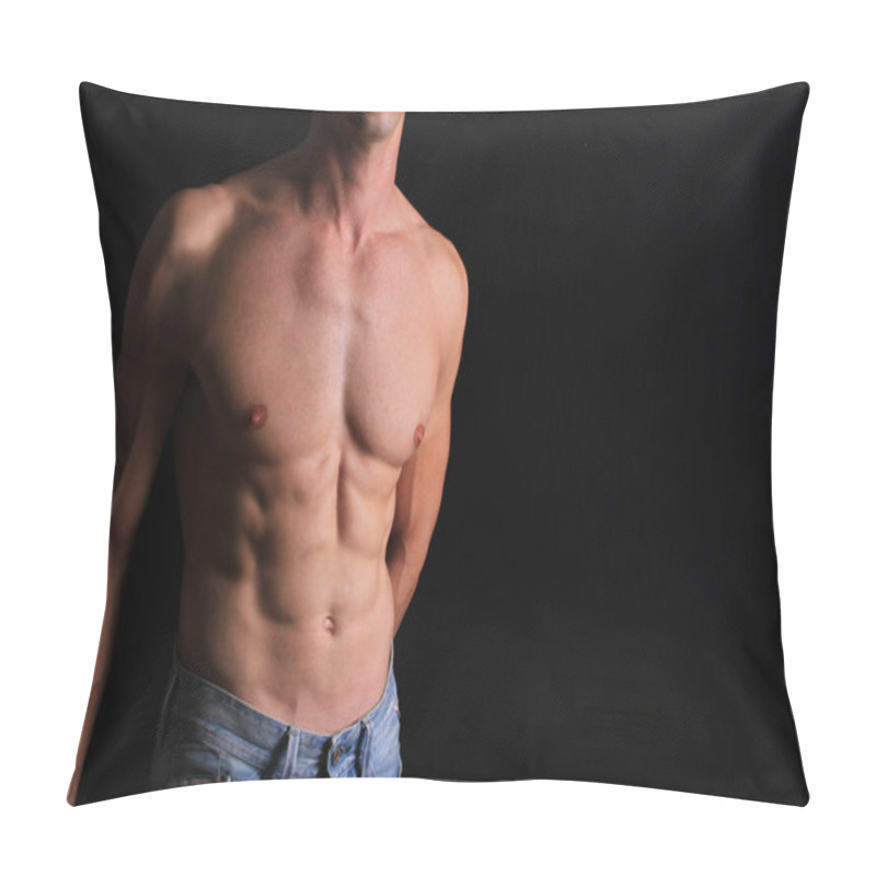 Personality  Strong Athletic Man Muscular Body, Torso, Hair Removal, And Six Pack Abs Close Up, Copy Space Pillow Covers