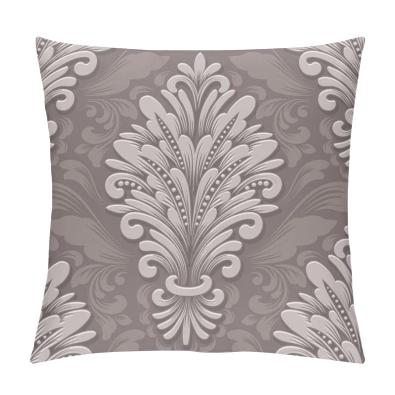 Personality  Vector Volumetric Damask Seamless Pattern Element. Elegant Luxury Embossed Texture For Wallpapers, Backgrounds And Page Fill. 3D Elements With Shadows And Highlights Pillow Covers