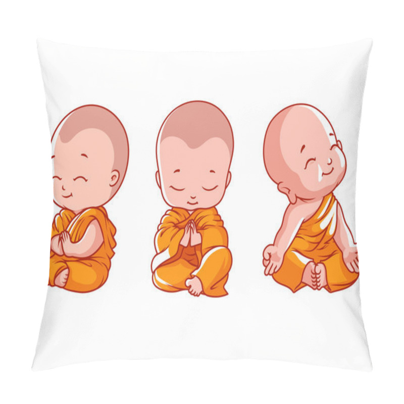 Personality  Set Of Little Meditating Monks. Pillow Covers