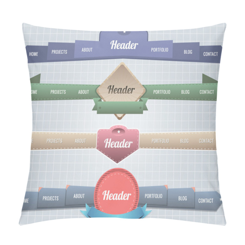 Personality  Web Elements Vector Header & Navigation Templates Set Pillow Covers