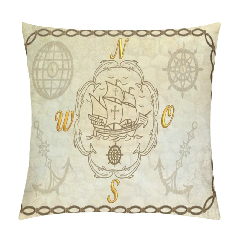 Personality  Compass Anchor Steering Wheel Globe Wind Rose Pillow Covers