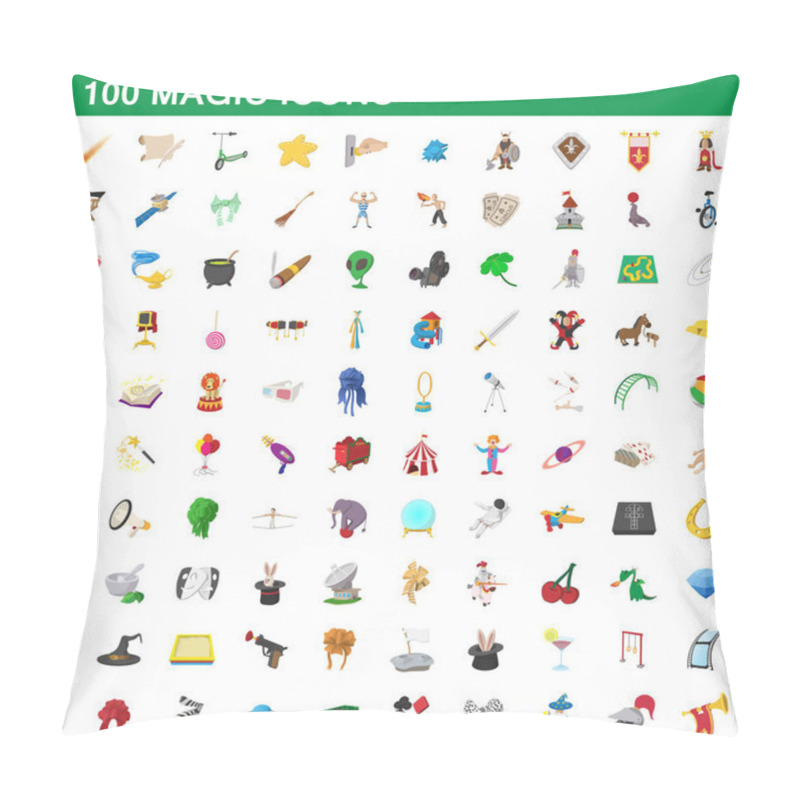 Personality  100 Magic Icons Set, Cartoon Style Pillow Covers