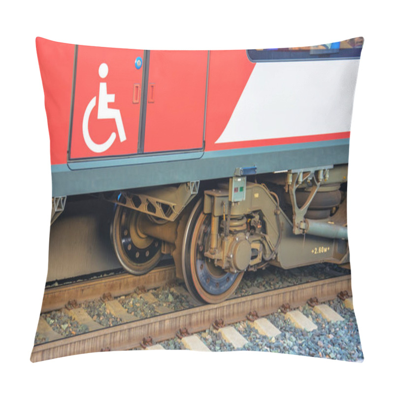 Personality  Passenger City Carriage Train With A Door And A Sign - A Car For Transporting People With Disabilities. Pillow Covers