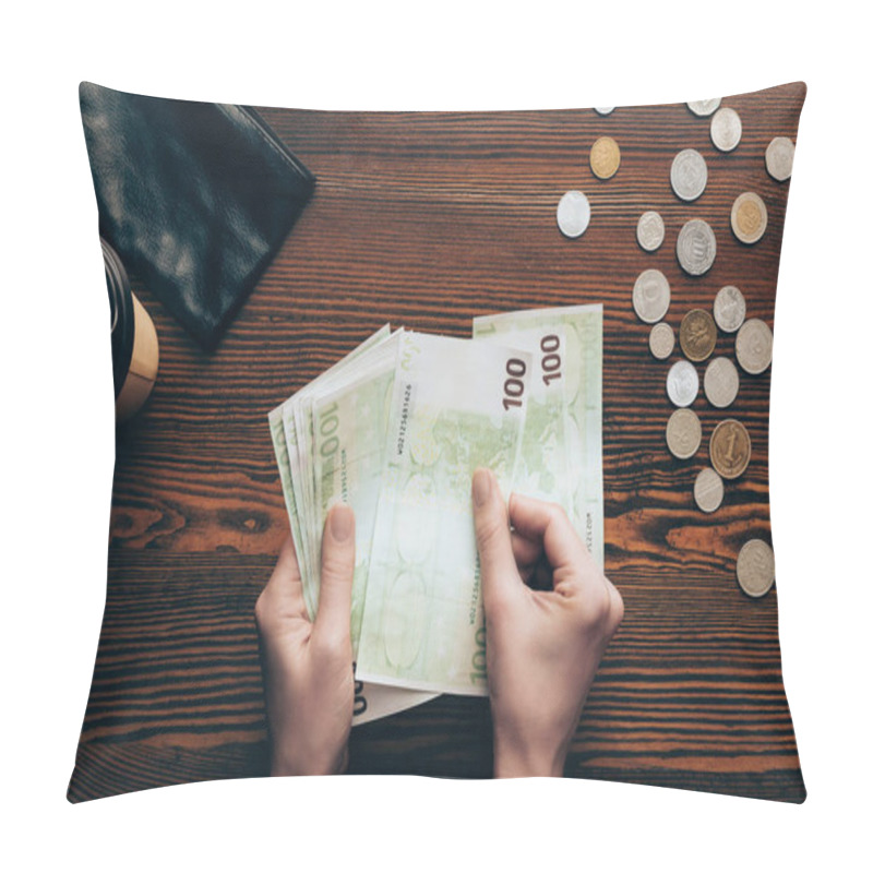 Personality  Hands With Banknotes And Coins Pillow Covers