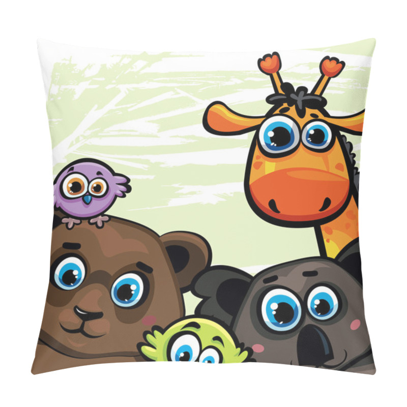 Personality  Group Of Animal - Bear, Giraffe, Koala And Birds Pillow Covers