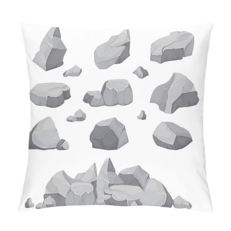 Personality  Rock Stones. Graphite Stone, Coal And Rocks Pile Isolated Vector Illustration Pillow Covers