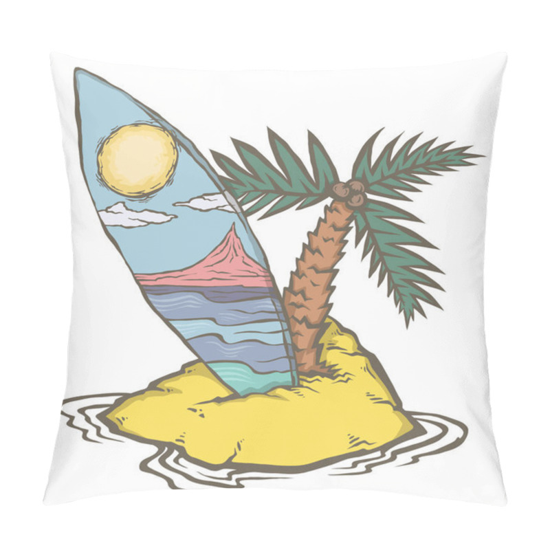 Personality  Surfboard In The Sand Of The Beach Pillow Covers