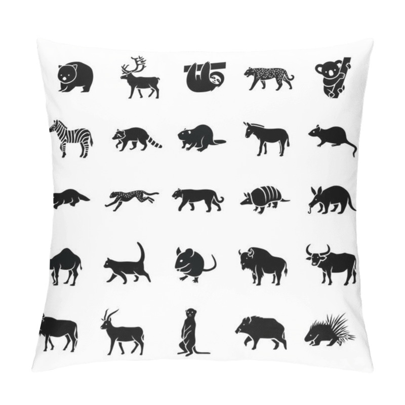 Personality  Mammals II Glyph Vector Icons Pillow Covers